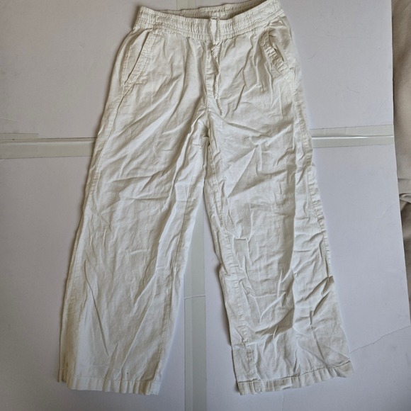 Old Navy Size M White Linen Blend Wide Leg High Rise Casual Relaxed Pants - Picture 1 of 8